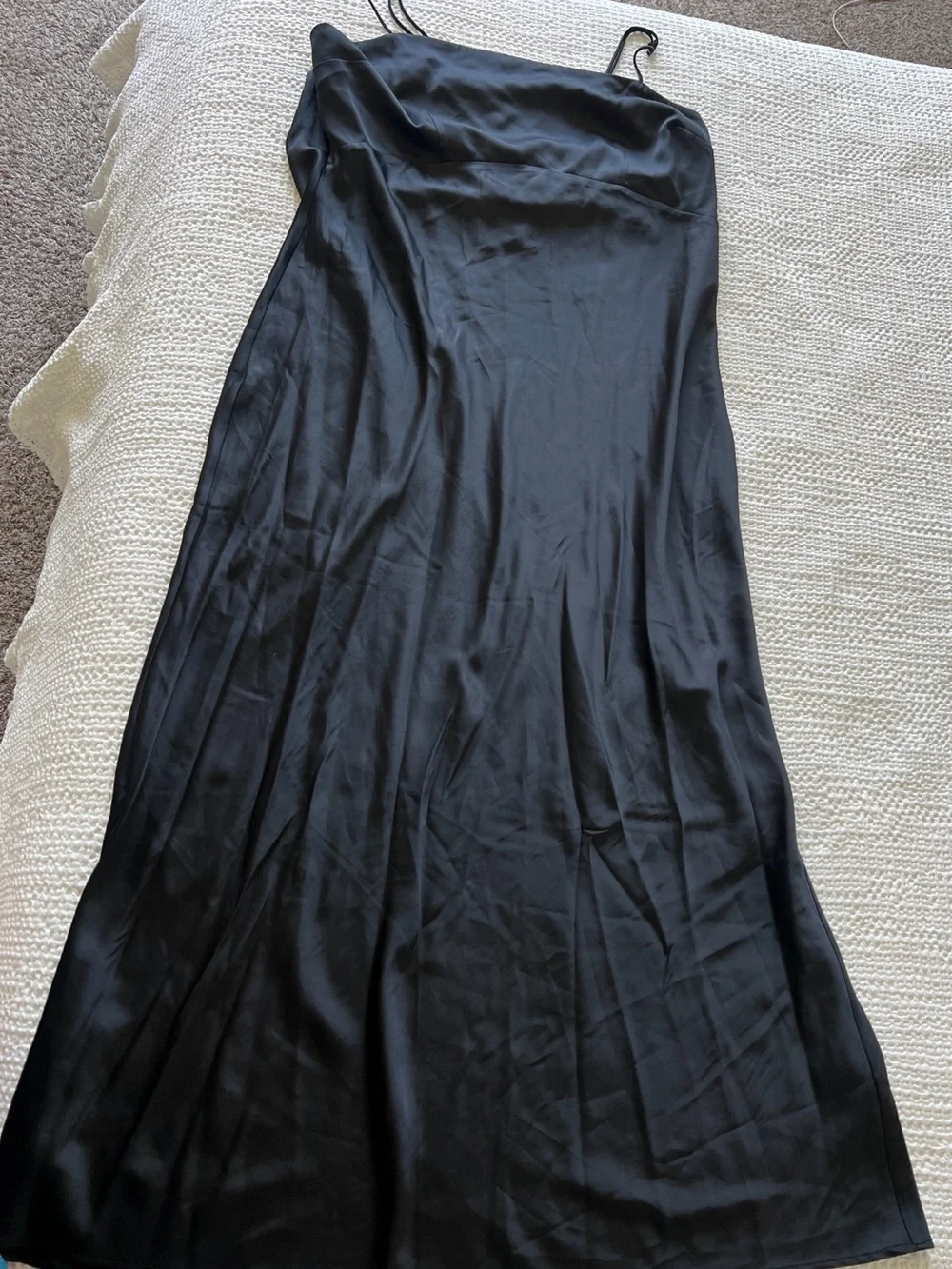 Abercrombie & Fitch Black Slip Satin Maxi Dress with Open Back